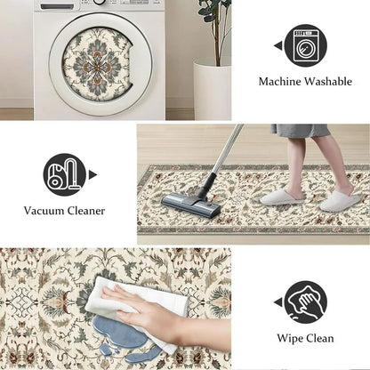 TECHVIDA 2'x6' Hallway Runner Rug Boho,Non Slip Machine Washable Rugs for Hallway Kitchen,Yellowish Brown