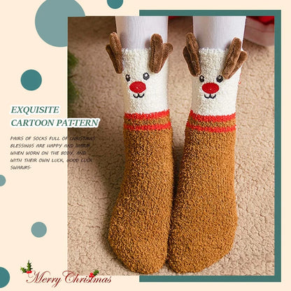 YOMYM Christmas Womens Fuzzy Fluffy Socks Cozy Warm Super Soft
