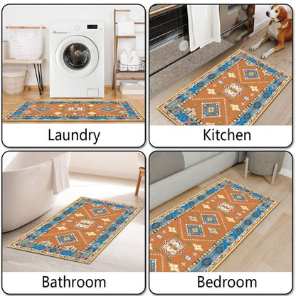TECHVIDA Kitchen Rugs 3 Piece Set,Kitchen Mats For Floor Non-Slip Machine Washable, Boho Farmhouse Hallway Doormat for Holiday