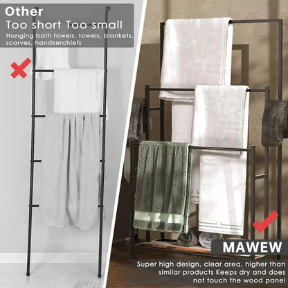 TECHVIDA Towel Racks for Bathroom, 3 Tiers Metal Towel Rack Standing, Freestanding Towel Holder for Bath Storage & Hand Towels, Blanket Holder, Next to Tub Shower, Pool Towel Racks Outdoor