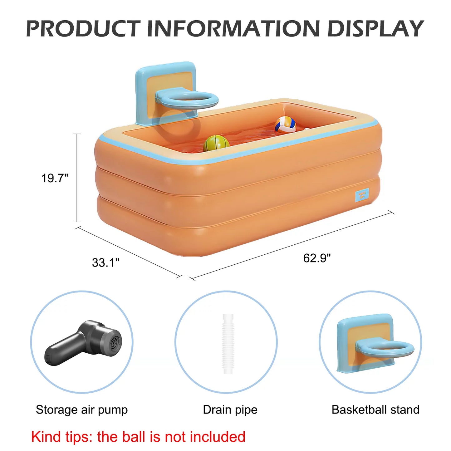 Inflatable Swim Pool - Family and Kids Inflatable Rectangular Pool,Above Ground Family Lounge Outdoor Pool