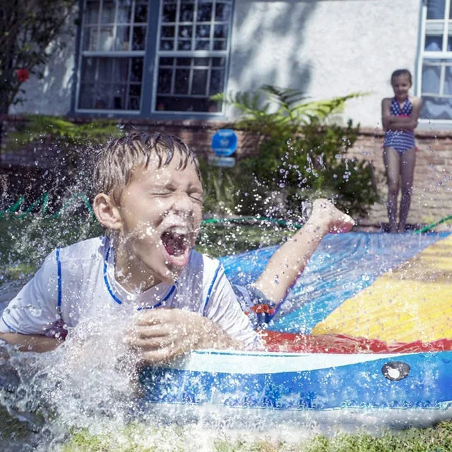 HONGLONG 16FT Double Water Slip Slides Lawn Water Slides Slip Backyard Water Toys with Sprinklers for Outdoor Water Fun Kids Adults