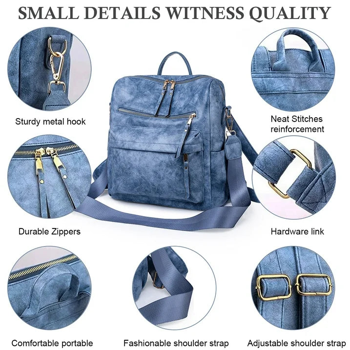 HONGLONG Backpack Purse for Women, Ladies Waterproof Shoulder Bag Travel Backpacks, Blue