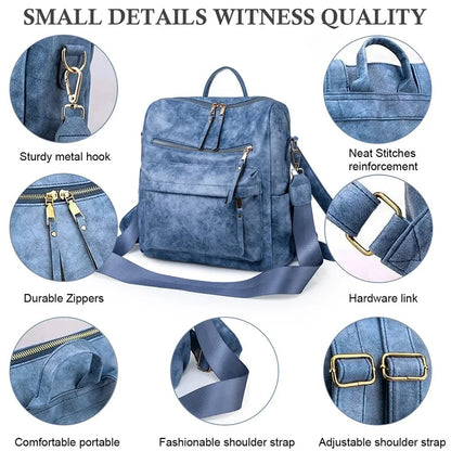 HONGLONG Backpack Purse for Women, Ladies Waterproof Shoulder Bag Travel Backpacks, Blue