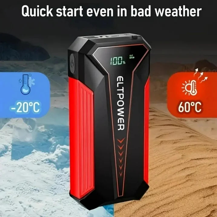 Bangben 20000mAh Car Battery Jump Starter with Dual USB Quick Charge and LED Light Black