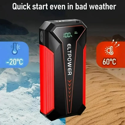 Bangben 20000mAh Car Battery Jump Starter with Dual USB Quick Charge and LED Light Black