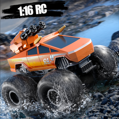 HNH 1:16 Waterproof Monster Truck, Amphibious RC Cars 4WD Remote Control Car Trucks, All Terrain Off-Road Pickup Cybertruck Toy for 6-15 Year Old Boys Girls Kids Gifts