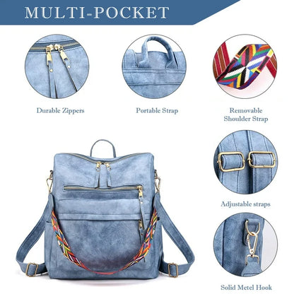 YOMYM Backpack Purse for Women Fashion Multipurpose Design Handbag Ladies Shoulder Bags