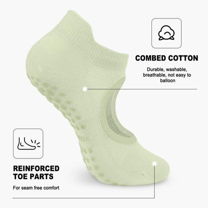 YOMYM 6 Pairs Pilates Socks for Women Non Slip Grip Socks Yoga Socks Ankle Grippy Socks Woman