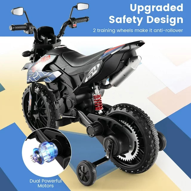 WERSEON Kids Motorcycle 12V, Licensed Aprilia Electric Ride on Motorbike for Toddlers Ages 3-6, Blue