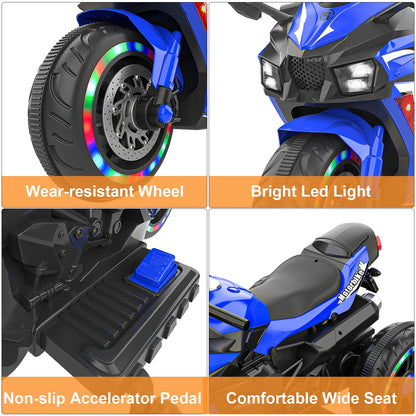 Cheelom Kids Motorcycle,12V Ride on Motorcycle with Hand Racing /Foot Brake/Light Wheel/PU seat Kids Ride on Toys Children Electric Motorcycle, Blue