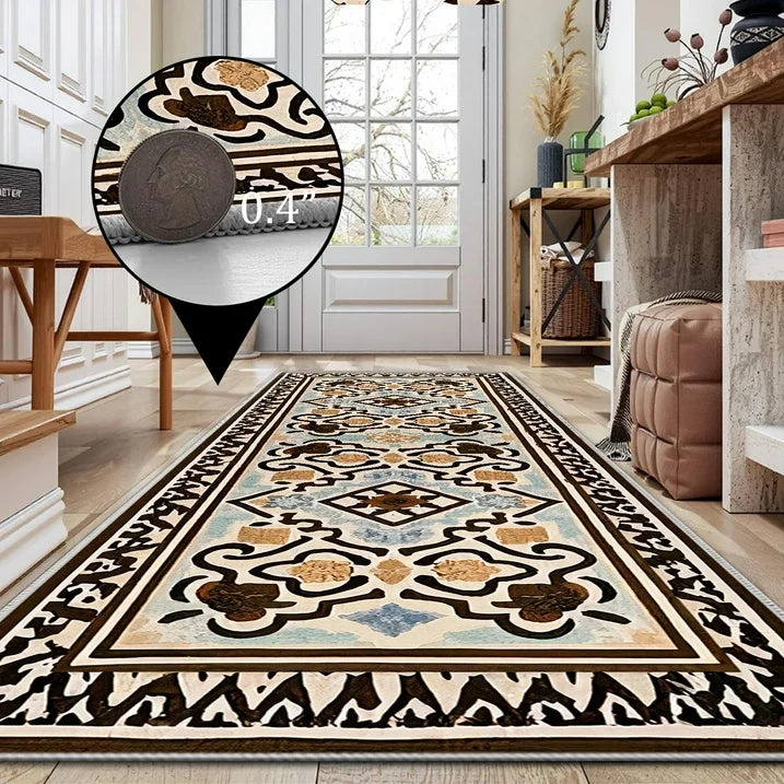 TECHVIDA 2'x6' Hallway Runner Rug Boho,Non Slip Machine Washable Rugs for Hallway Kitchen,Dark Brown