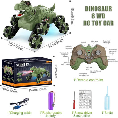 HNH 8WD Monster Truck Toys, Dinosaur Remote Control Car for Boys Age 3-12, Stunt RC Cars with Spray&Light, Christmas Birthday Gifts