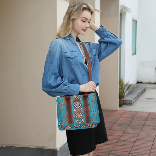 HONGLONG 4Pcs Purse Handbag for Women,Vintage Work Shoulder Bag Lightweight,Boho Tote Bag for Daily-Green