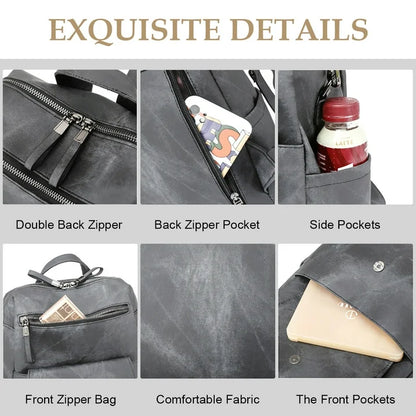HONGLONG PU Leather Backpack Purse for Women Casual Handbag Ladies Shoulder Bags Gray