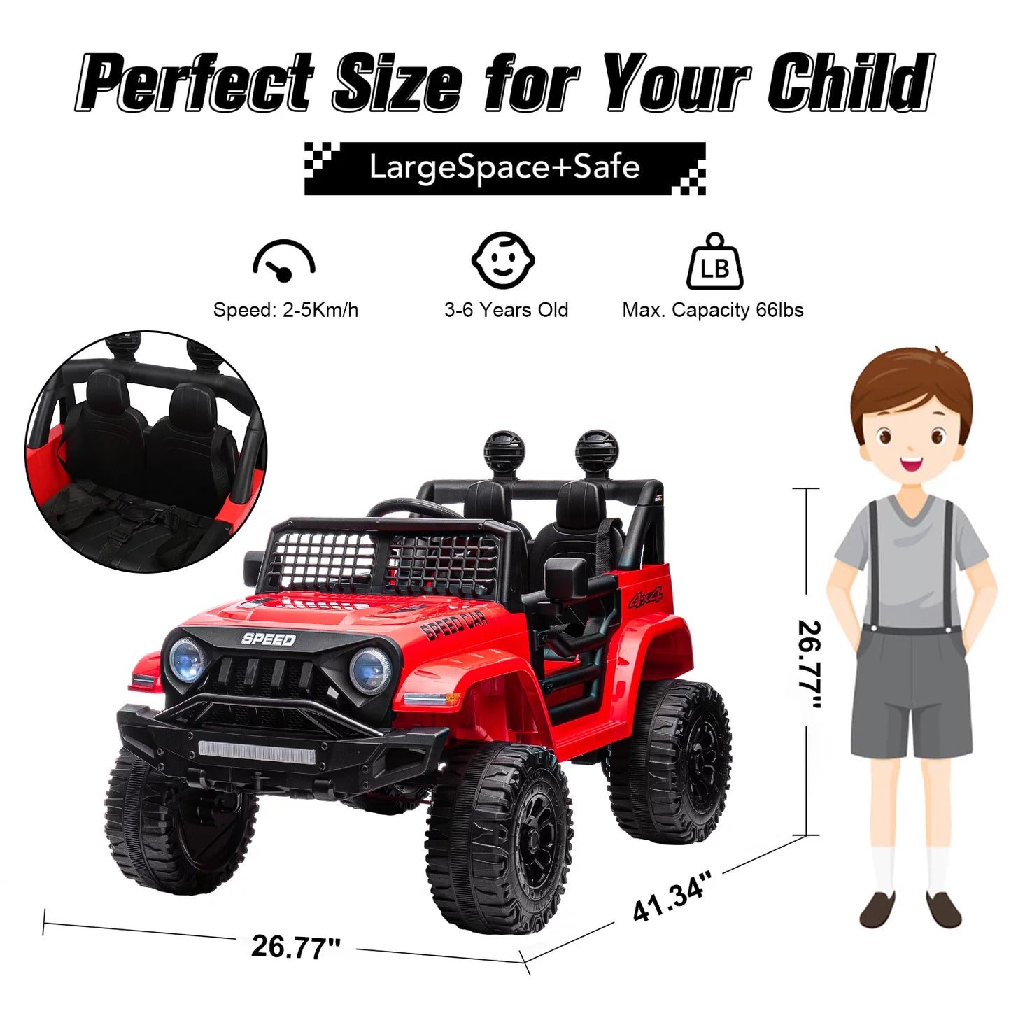 Spoway 12v Ride on Truck Car for Kid,Electric Car for Children,with Remote,Red