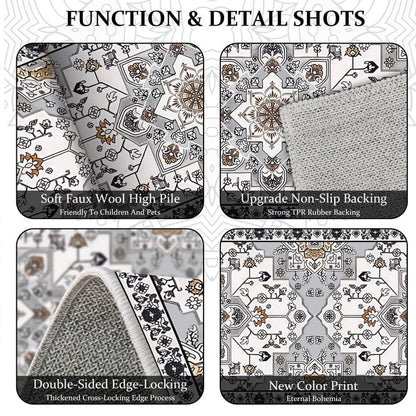 TECHVIDA 2'x6' Hallway Runner Rug Boho,Non Slip Machine Washable Rugs for Hallway Kitchen,Grayish Brown