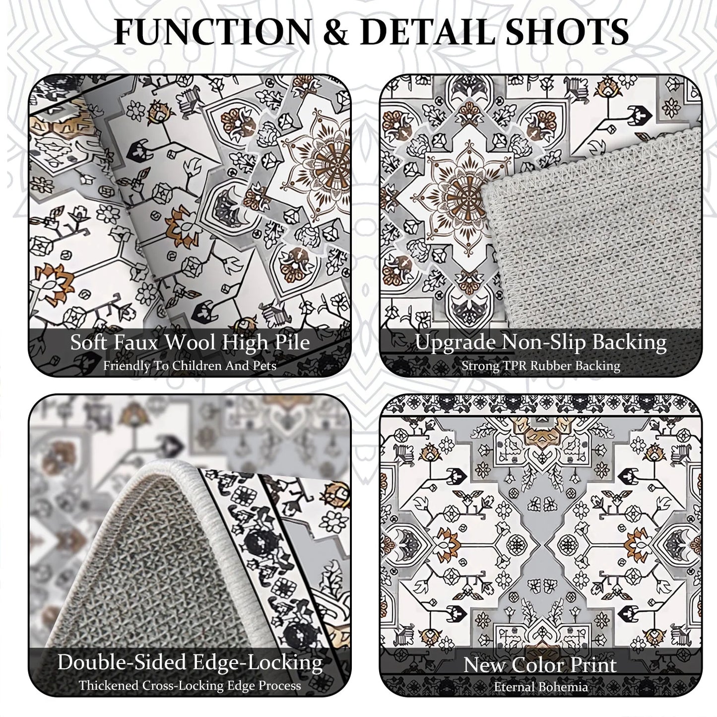 TECHVIDA 2'x8' Hallway Runner Rug Boho,Non Slip Machine Washable Rugs for Hallway Kitchen,Grayish Brown