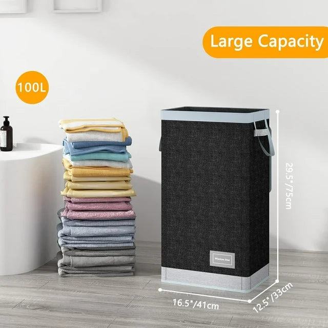 Werseon Laundry Hamper 100L Collapsible Large Laundry Baskets with Lid, Dirty Clothes Hamper Laundry Bin Organizer for Laundry Room Bedroom