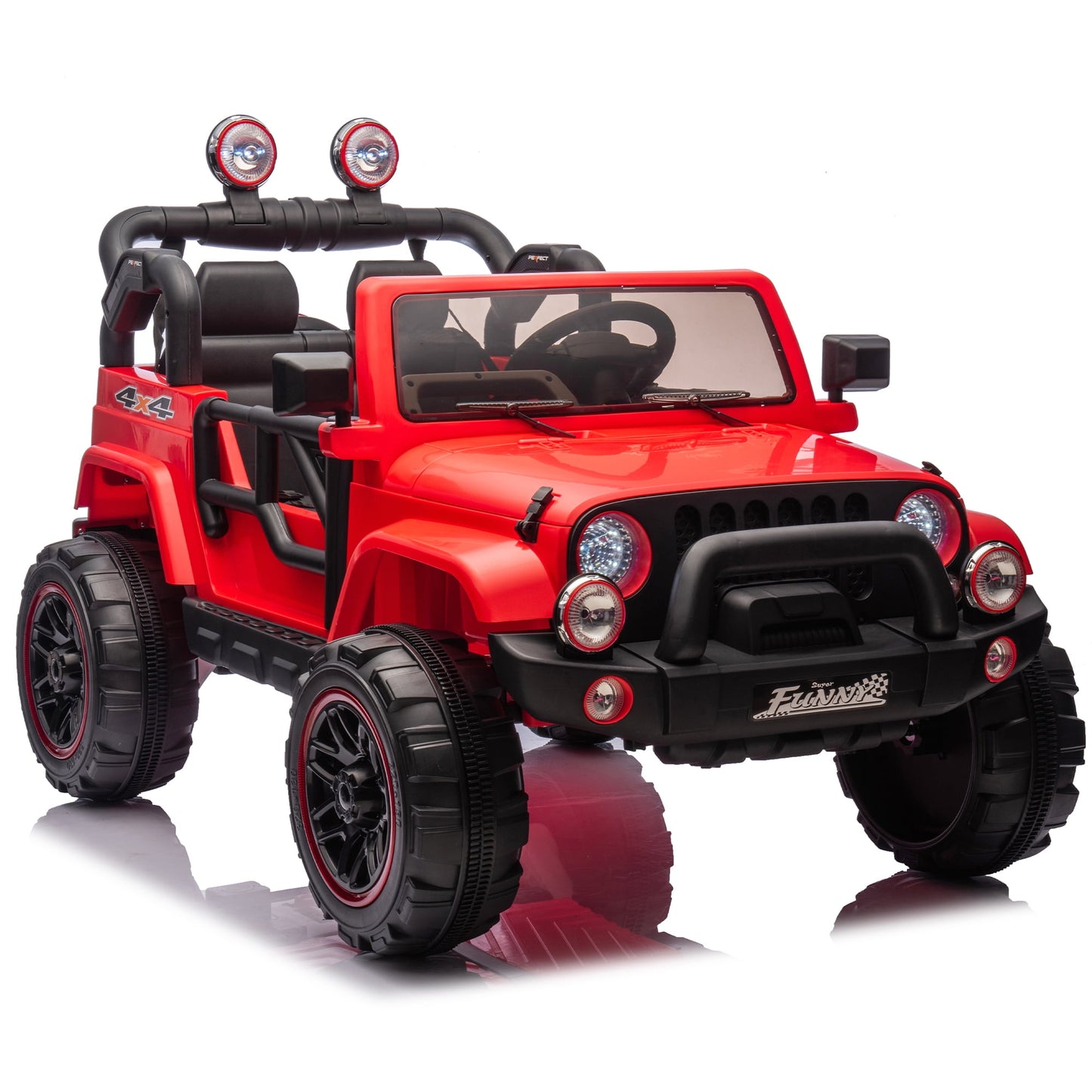 2-Seater Ride On Truck for Kids Ages 3+, 24V7AH Children's Electric Car W/Parental Remote Control, Bluetooth Music, LED Lights, 4Mph, Red (MAX 149 Lbs)