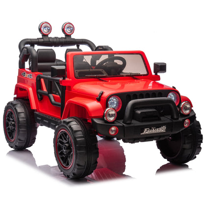 2-Seater Ride On Truck for Kids Ages 3+, 24V7AH Children's Electric Car W/Parental Remote Control, Bluetooth Music, LED Lights, 4Mph, Red (MAX 149 Lbs)
