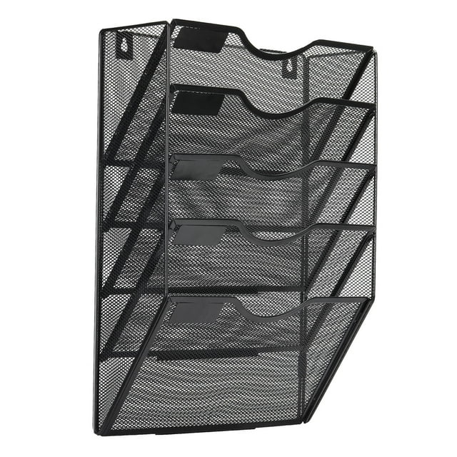 Techvida Wall File Holder, Office Mesh Hanging File Folder with 5 Pockets, Magazine Rack Mail Storage