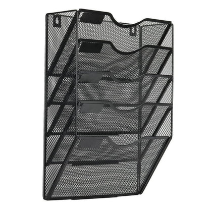 Techvida Wall File Holder, Office Mesh Hanging File Folder with 5 Pockets, Magazine Rack Mail Storage