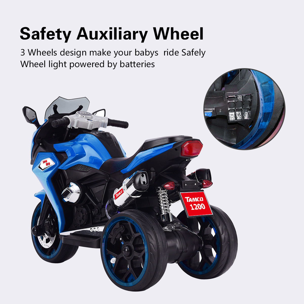WUBEN 12V Ride on Motorcycle Toys Motorcycle for Kids Battery Powered Dirt Bike for Child with Light Wheels