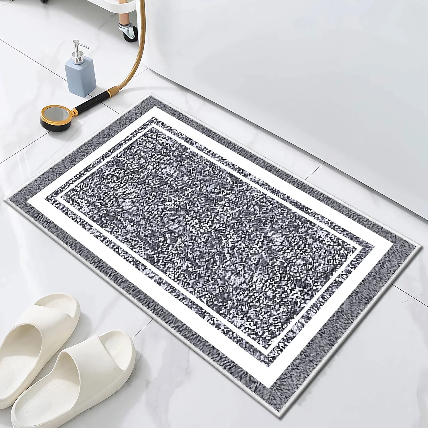 TECHVIDA Bathroom Rugs 3pcs Set,Non-Slip Ultra Soft Bath Rugs,Machine Washable,Water Absorbent,Light Gray