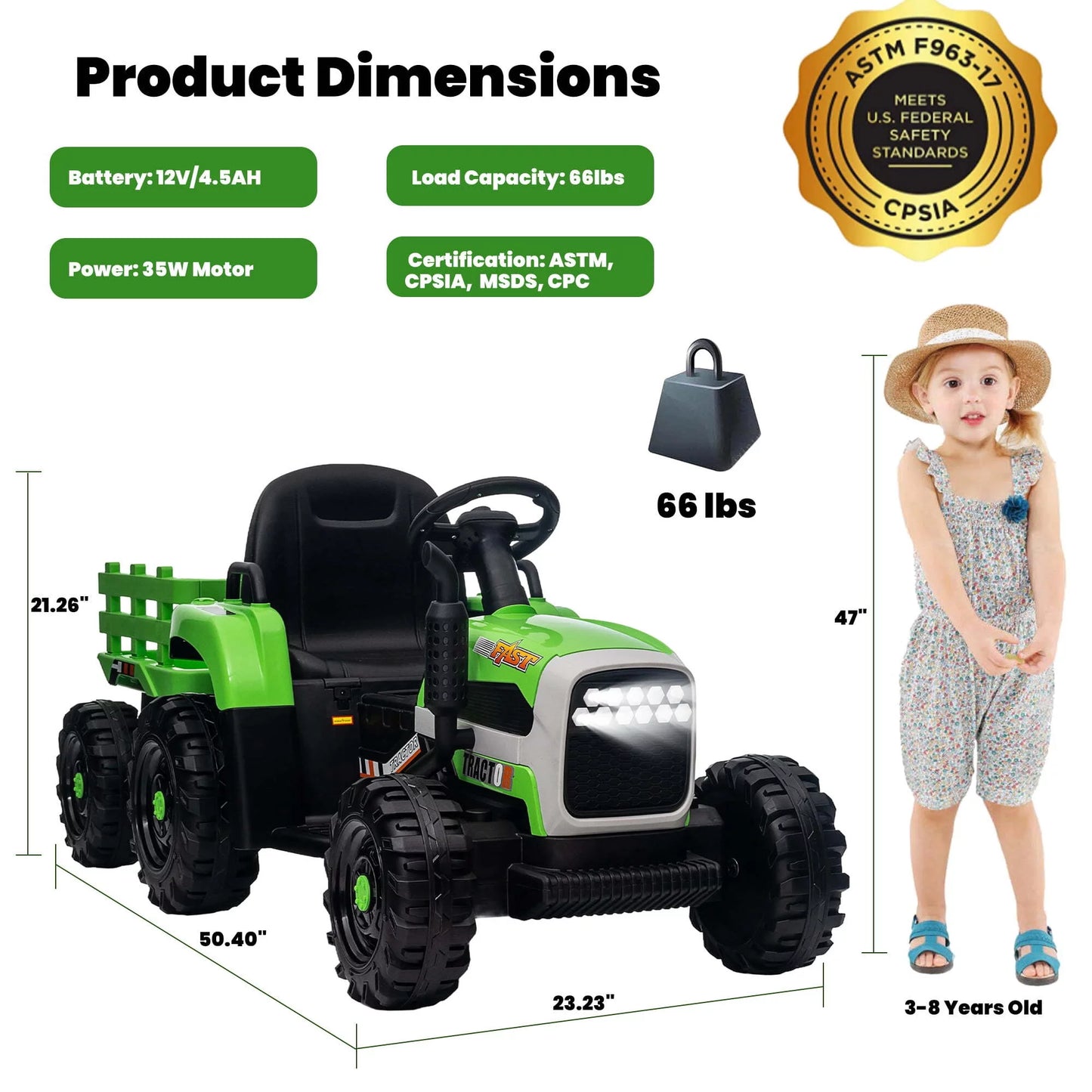 12V Kids Ride On Cars Truck, Powered Ride on Toy Car,3 Speeds Motorized Vehicles, Ride on Toys with Remote Control for Kids,