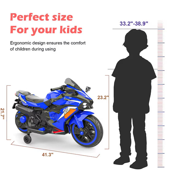Zogymoz 12V Ride on Motorcycle for Kids, Ride on Toys with Remote Control and Bluetooth Music