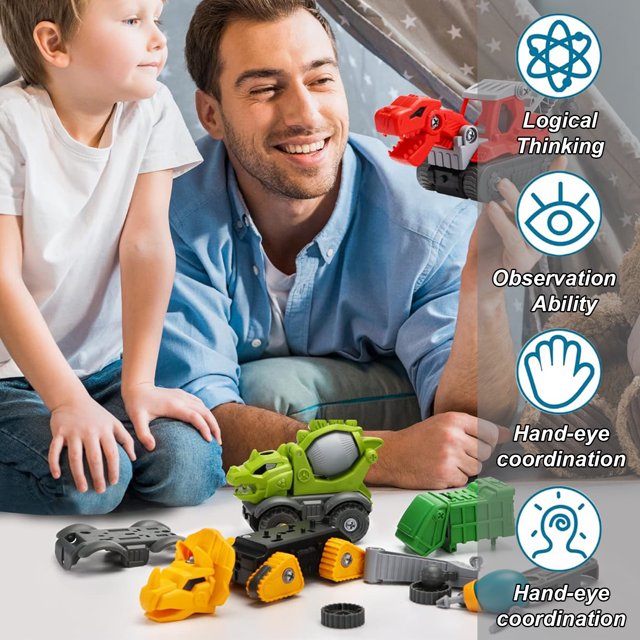 ZOGYMOZ Dinosaur Set Toys for Kids, 5 Pack Take Apart STEM Boys Toy with Electric Drill, Learning Building Educational Christmas Birthday Gfits
