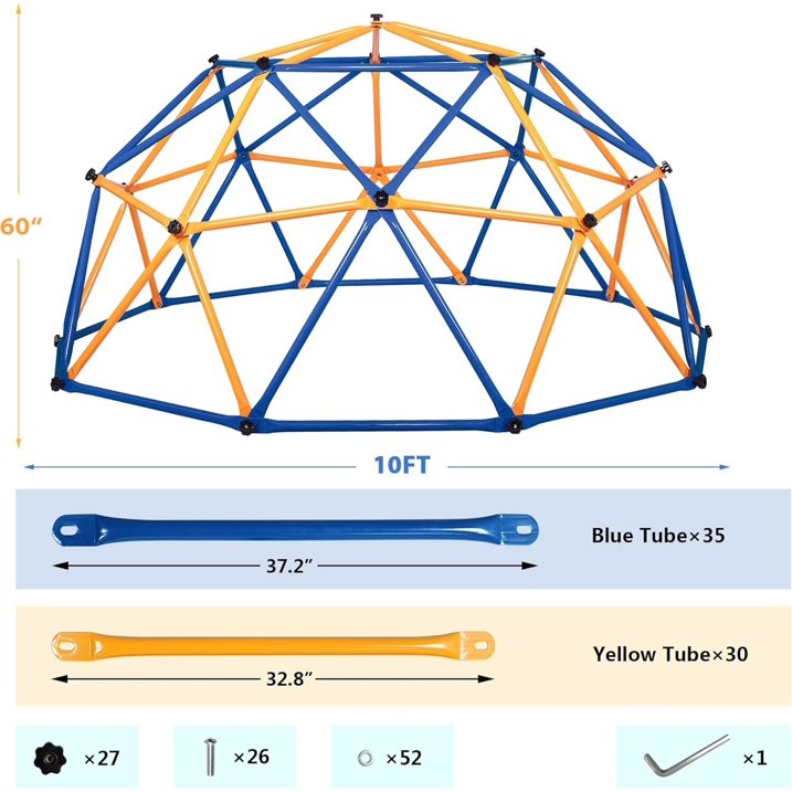 ZOGYMOZ Climbing Dome for Kids 8-12, 10 FT Outdoor Jungle Gym for Kids Ages 4-8, Climbing Toys Play Equipment Backyard, Durable Play Structure 500 Lbs. Capacity