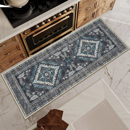 TECHVIDA Kitchen Rugs 3 Piece Set,Non Slip Machine Washable Kitchen Mats,Boho Vintage Abstract Kitchen Carpet for Farmhouse Living Room Hallway
