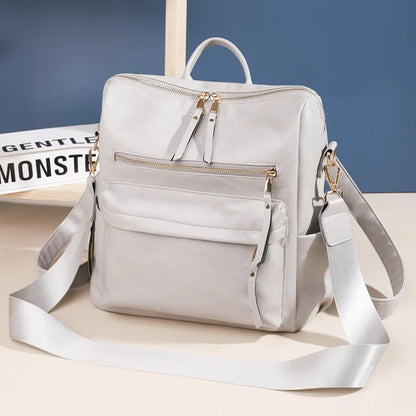 HONGLONG Women's Fashion Leather Backpack Purse Multipurpose Handbags Shoulder Bag Travel Bag,Gray