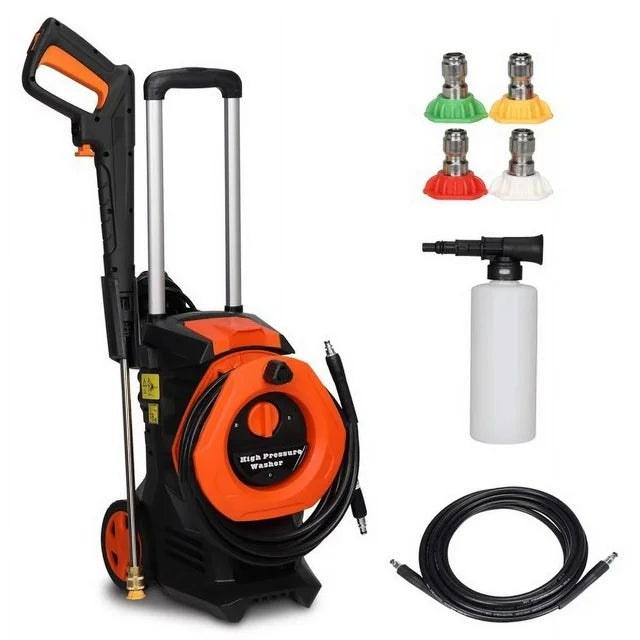 ELTPOWER Pressure Washer,1400w Electric Pressure Washer,Max 3380 PSI 2 Gpm Electric Power Washer,4 Nozzles and Soap Bottle,Retractable Handle