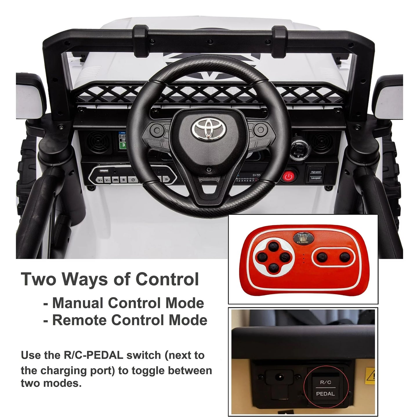 12V Toyota Ride on Car for Kids,Electric Kids Toys Truck with Remote Control,6-8 years old