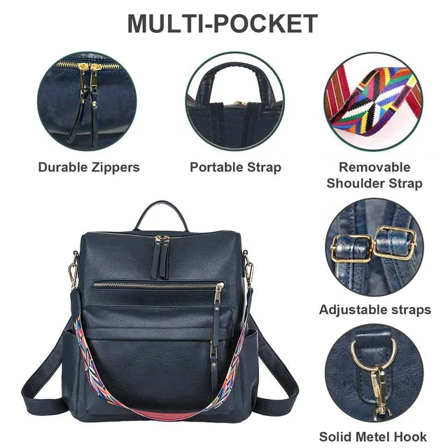 YOMYM Women's Fashion Backpack Purses Multipurpose Design Handbags and Shoulder Bag Leather Women Backpack Travel Bag