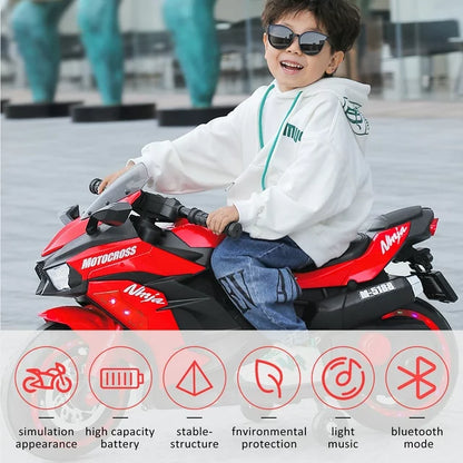 WUBEN 12V Children' Electric Motorcyle,Kids Motorcycle with Training Wheels,Ride on Motorcyle(Red)
