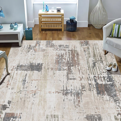 TECHVIDA Modern Area Rug 4x6,Machine Washable Rugs for Living Room,Indoor Carpet Foldable Nonslip,Bedroom Living Room-Dark Gray