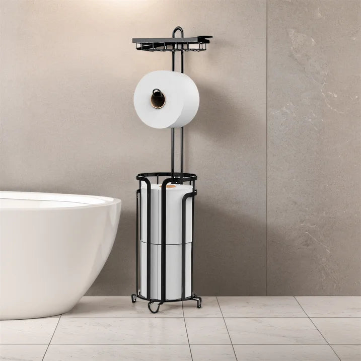 Techvida Tissue Paper Roll Stand, Bathroom Toilet Paper Storage Holder, Floor Standing Toilet Paper Dispenser, Clearance