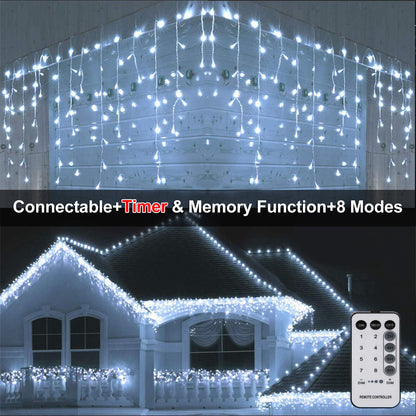 Cheelom 2023 Christmas Lights Outdoor 96 Led Solar Icicle Lights Christmas Decorations Outdoor Indoor Outdoor Wedding Party Patio Christmas Lights Clearance Sale