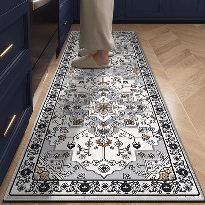 TECHVIDA 2'x6' Hallway Runner Rug Boho,Non Slip Machine Washable Rugs for Hallway Kitchen,Grayish Brown