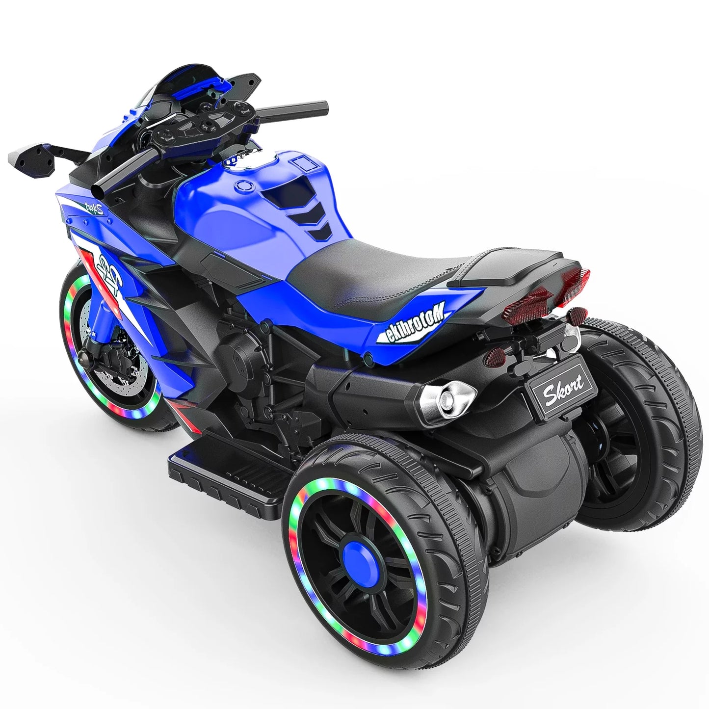 HNH 12V Ride on Motorcycle for Kids, Battery Powered 3 Wheels Motorcycle Toy with Bluetooth, Music, Light