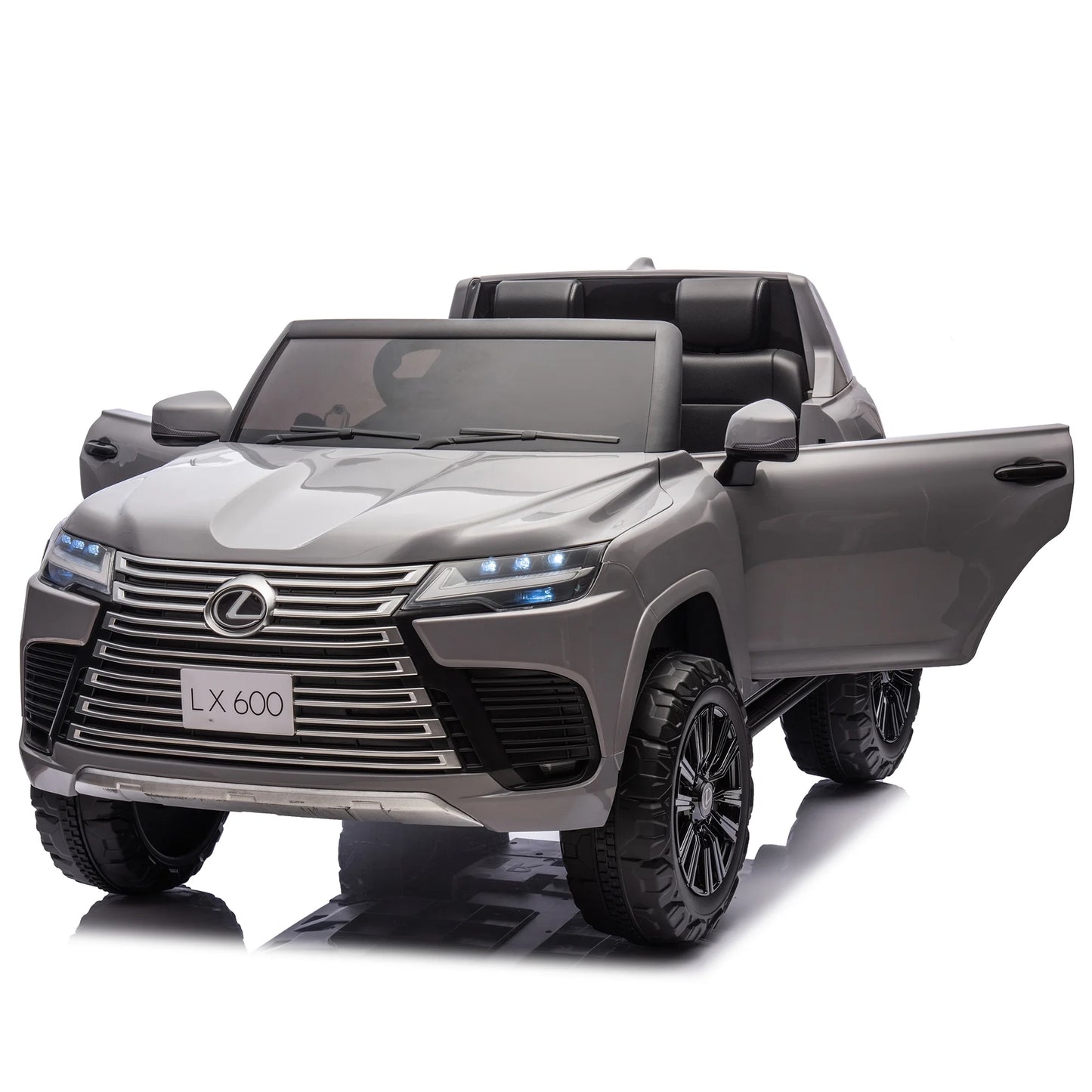 24V Two-seater Ride On Truck for Kids, Licensed LEXUS LX600 Kids Ride On Car with Parents Control,Bluetooth,MP3,Music,Adjustable Volume,Power Display-Silver