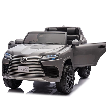 24V Two-seater Ride On Truck for Kids, Licensed LEXUS LX600 Kids Ride On Car with Parents Control,Bluetooth,MP3,Music,Adjustable Volume,Power Display-Silver