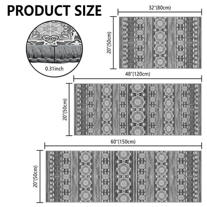 TECHVIDA Gray Kitchen Rug Set 3 Piece,Non Slip Machine Washable Kitchen Mats,Boho Farmhouse Hallway Doormat for Home Decor
