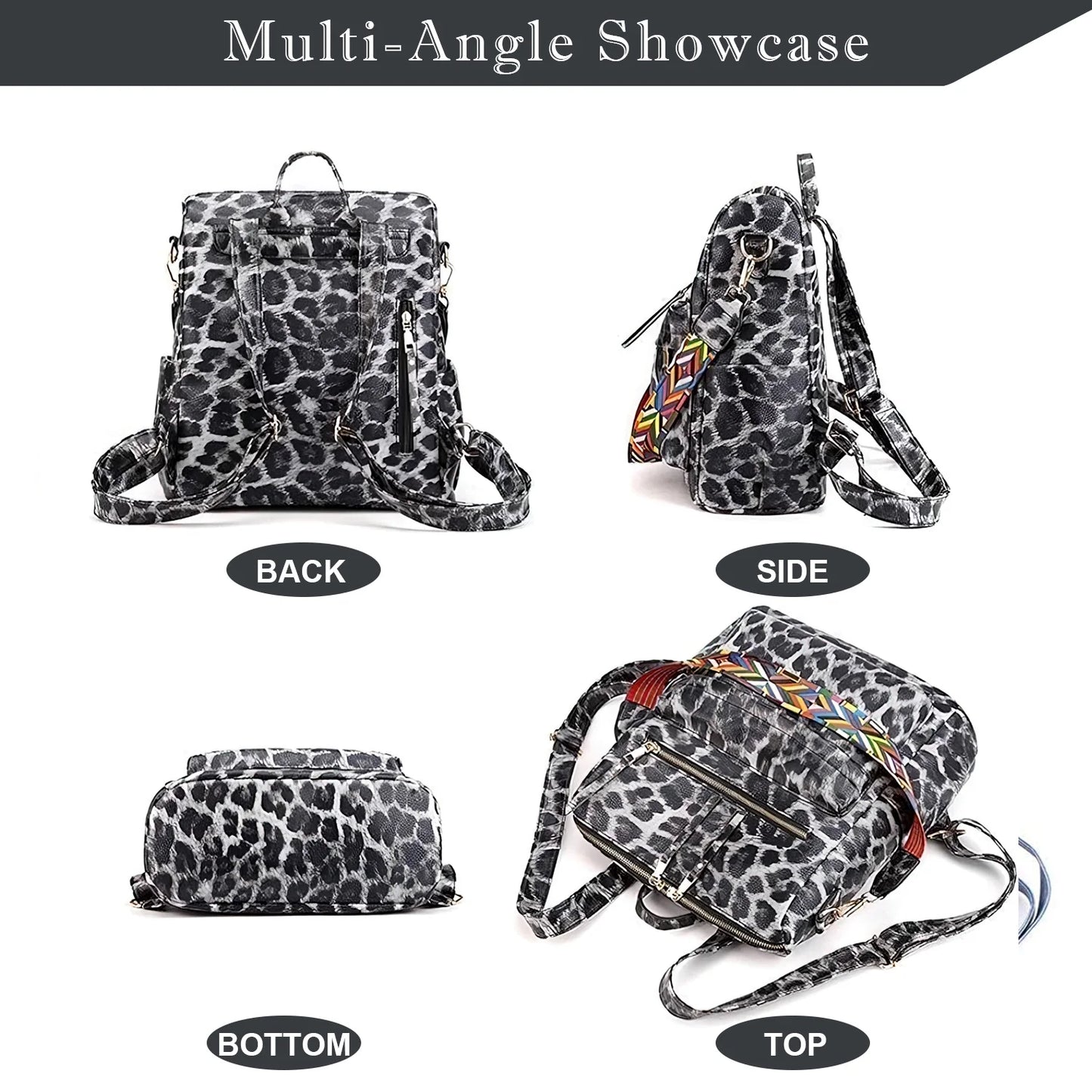 YOMYM Leather Backpack Purse for Women Fashion Multipurpose Design Satchel Handbags Shoulder Bag Travel bag