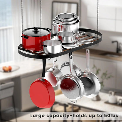 WERSEON Ceiling Mount Hanging Pot Rack, Pot Hanger Pots and Pans Organizer, Heavy Duty Cooking Hanger with 12 Hooks