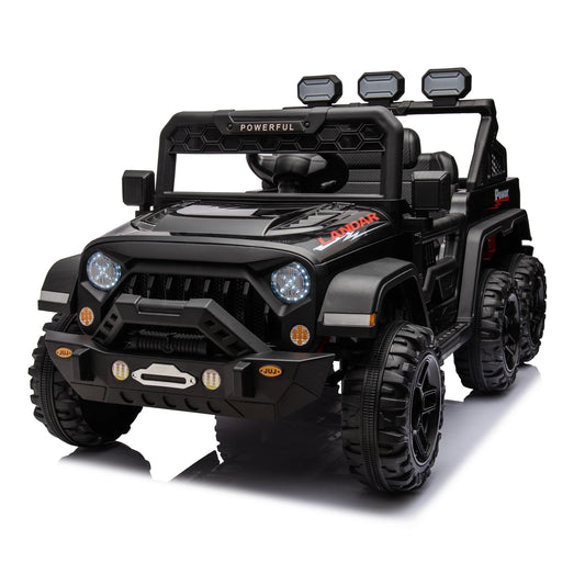24V Ride on Large PickUp Truck Car for Kids,Ride On 4WD Toys with Remote Control,Black,3-8 years old